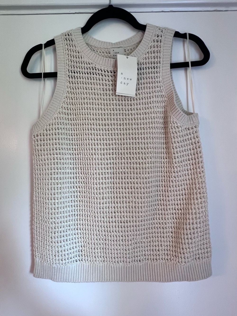 A New Day Women’s Sweater Tank Knit Crew Neck Sleeveless Solid Beige M